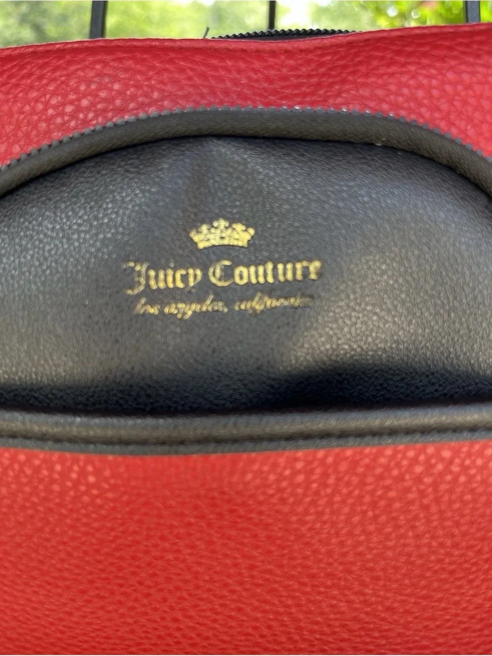 VintageY2K Juicy Couture Red and Black Logo Crossbody with Heart Lock Charm Gold
